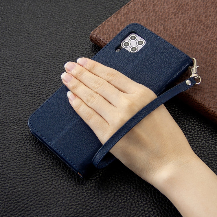For Huawei P40 Lite Litchi Texture  Pure Color Horizontal Flip PU Leather Case with Holder & Card Slots & Wallet & Lanyard