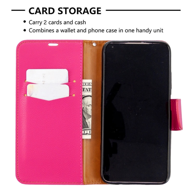 For Huawei P40 Lite Litchi Texture  Pure Color Horizontal Flip PU Leather Case with Holder & Card Slots & Wallet & Lanyard