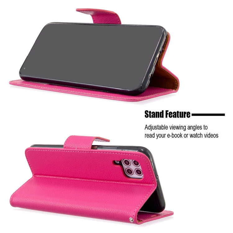 For Huawei P40 Lite Litchi Texture  Pure Color Horizontal Flip PU Leather Case with Holder & Card Slots & Wallet & Lanyard