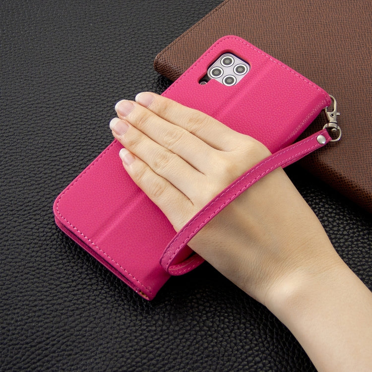 For Huawei P40 Lite Litchi Texture  Pure Color Horizontal Flip PU Leather Case with Holder & Card Slots & Wallet & Lanyard