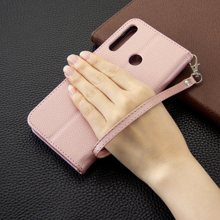 For Huawei P40 Lite E / Y7P Litchi Texture  Pure Color Horizontal Flip PU Leather Case with Holder & Card Slots & Wallet & Lanyard