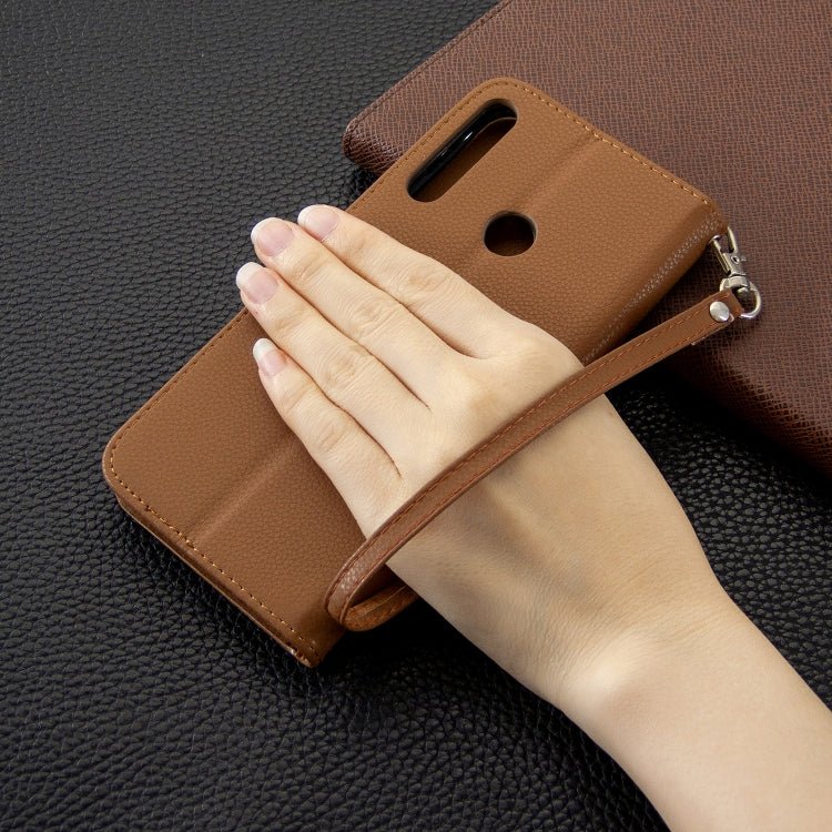 For Huawei P40 Lite E / Y7P Litchi Texture  Pure Color Horizontal Flip PU Leather Case with Holder & Card Slots & Wallet & Lanyard