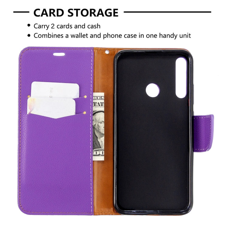 For Huawei P40 Lite E / Y7P Litchi Texture  Pure Color Horizontal Flip PU Leather Case with Holder & Card Slots & Wallet & Lanyard
