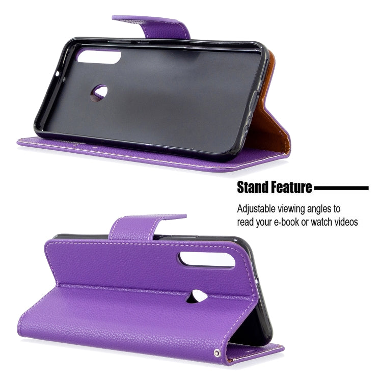 For Huawei P40 Lite E / Y7P Litchi Texture  Pure Color Horizontal Flip PU Leather Case with Holder & Card Slots & Wallet & Lanyard