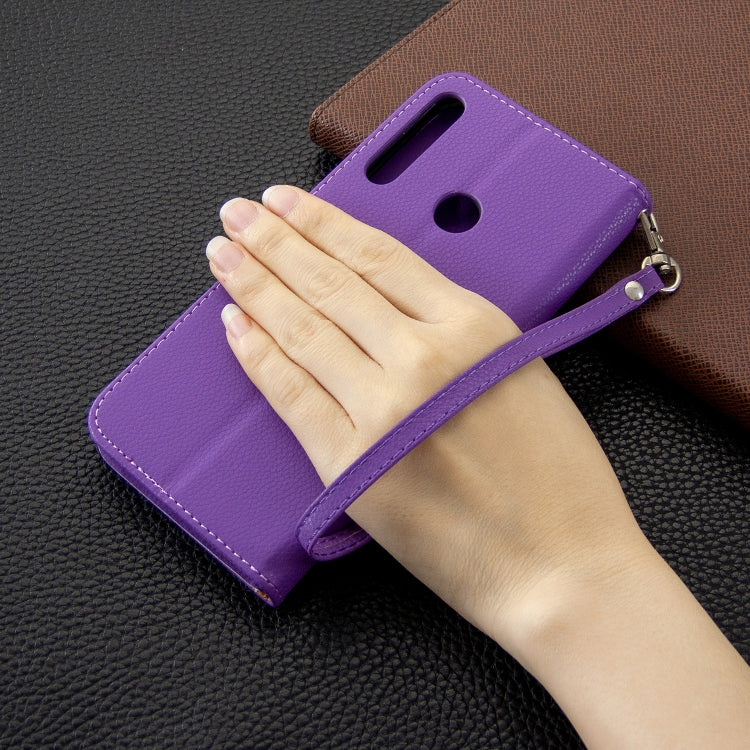 For Huawei P40 Lite E / Y7P Litchi Texture  Pure Color Horizontal Flip PU Leather Case with Holder & Card Slots & Wallet & Lanyard
