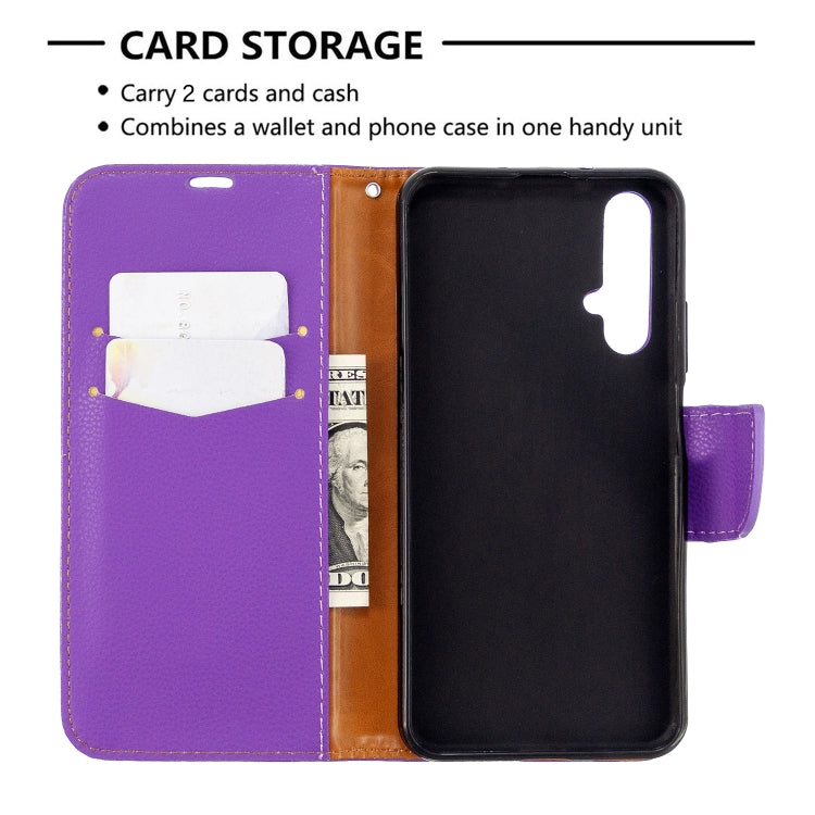 For Huawei Honor 20S Litchi Texture  Pure Color Horizontal Flip PU Leather Case with Holder & Card Slots & Wallet & Lanyard