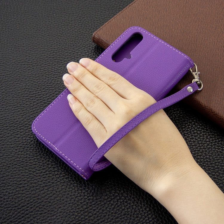 For Huawei Honor 20S Litchi Texture  Pure Color Horizontal Flip PU Leather Case with Holder & Card Slots & Wallet & Lanyard