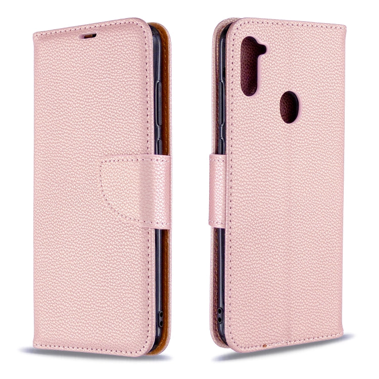 For Galaxy A11 Litchi Texture  Pure Color Horizontal Flip PU Leather Case with Holder & Card Slots & Wallet & Lanyard