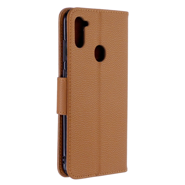 For Galaxy A11 Litchi Texture  Pure Color Horizontal Flip PU Leather Case with Holder & Card Slots & Wallet & Lanyard