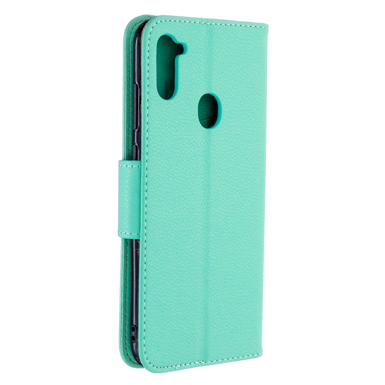 For Galaxy A11 Litchi Texture  Pure Color Horizontal Flip PU Leather Case with Holder & Card Slots & Wallet & Lanyard