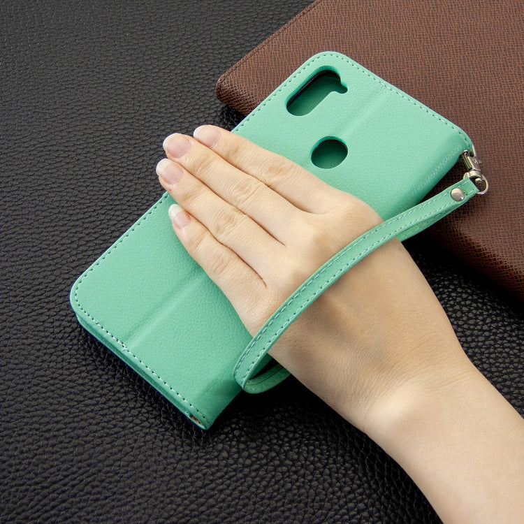 For Galaxy A11 Litchi Texture  Pure Color Horizontal Flip PU Leather Case with Holder & Card Slots & Wallet & Lanyard