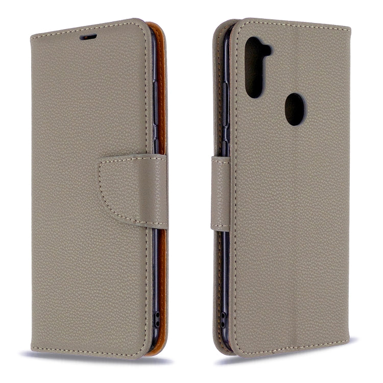 For Galaxy A11 Litchi Texture  Pure Color Horizontal Flip PU Leather Case with Holder & Card Slots & Wallet & Lanyard