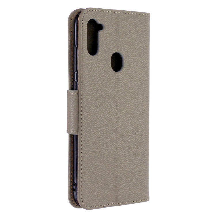 For Galaxy A11 Litchi Texture  Pure Color Horizontal Flip PU Leather Case with Holder & Card Slots & Wallet & Lanyard