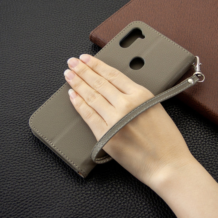 For Galaxy A11 Litchi Texture  Pure Color Horizontal Flip PU Leather Case with Holder & Card Slots & Wallet & Lanyard