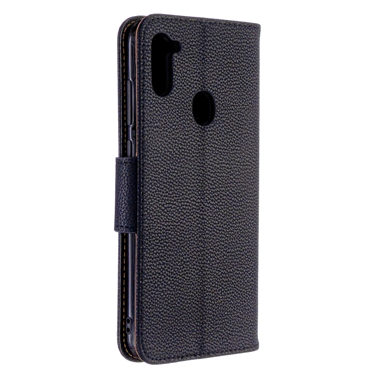 For Galaxy A11 Litchi Texture  Pure Color Horizontal Flip PU Leather Case with Holder & Card Slots & Wallet & Lanyard