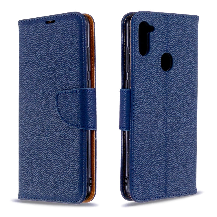 For Galaxy A11 Litchi Texture  Pure Color Horizontal Flip PU Leather Case with Holder & Card Slots & Wallet & Lanyard