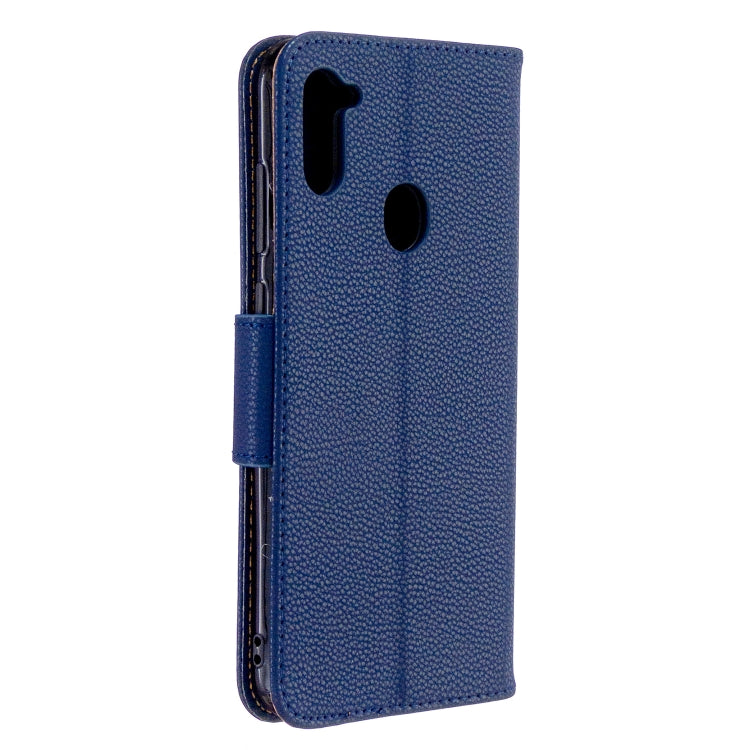 For Galaxy A11 Litchi Texture  Pure Color Horizontal Flip PU Leather Case with Holder & Card Slots & Wallet & Lanyard
