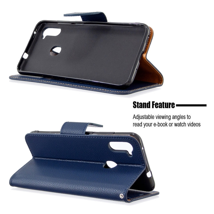 For Galaxy A11 Litchi Texture  Pure Color Horizontal Flip PU Leather Case with Holder & Card Slots & Wallet & Lanyard