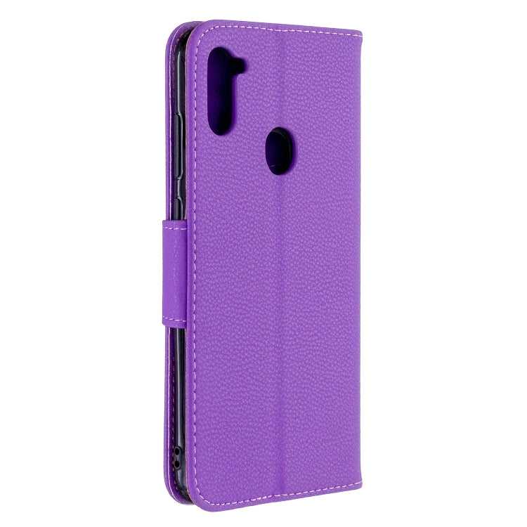 For Galaxy A11 Litchi Texture  Pure Color Horizontal Flip PU Leather Case with Holder & Card Slots & Wallet & Lanyard