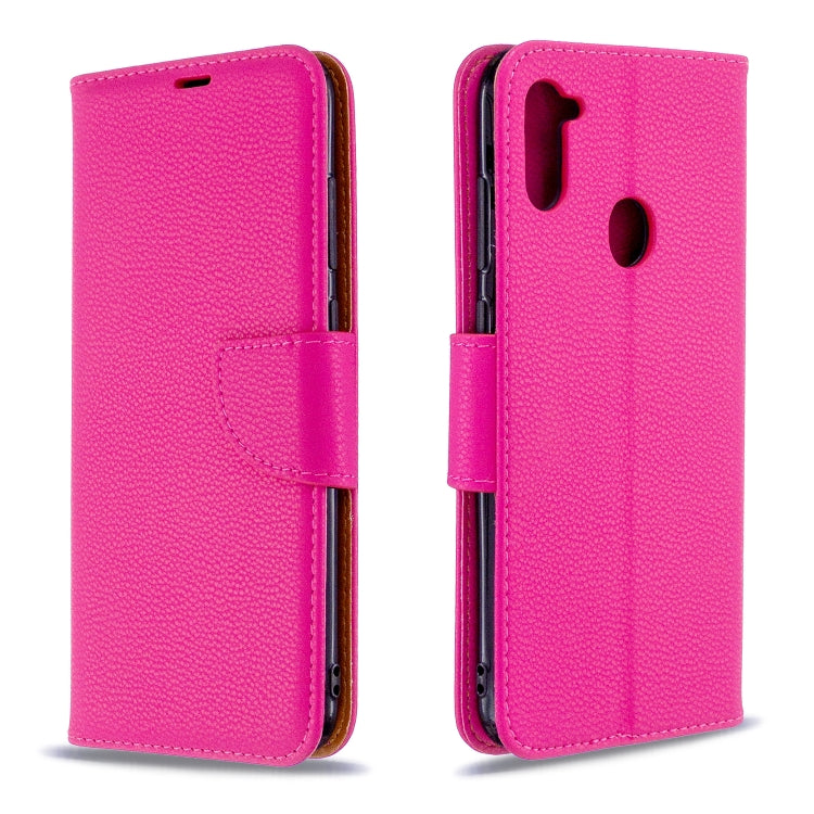 For Galaxy A11 Litchi Texture  Pure Color Horizontal Flip PU Leather Case with Holder & Card Slots & Wallet & Lanyard