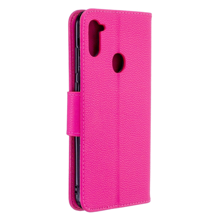 For Galaxy A11 Litchi Texture  Pure Color Horizontal Flip PU Leather Case with Holder & Card Slots & Wallet & Lanyard