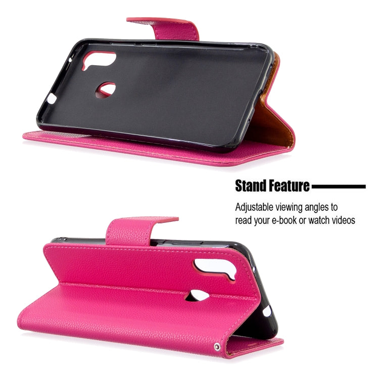 For Galaxy A11 Litchi Texture  Pure Color Horizontal Flip PU Leather Case with Holder & Card Slots & Wallet & Lanyard