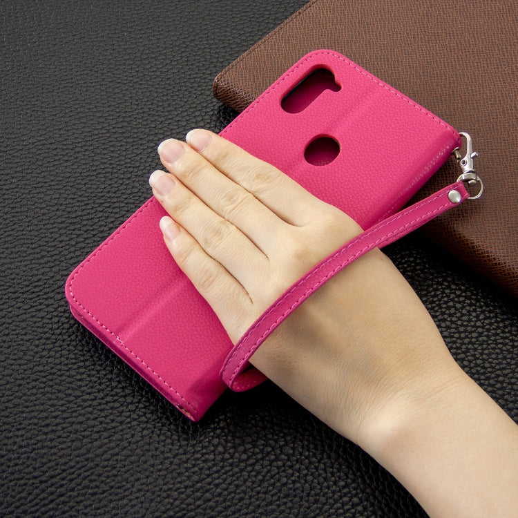For Galaxy A11 Litchi Texture  Pure Color Horizontal Flip PU Leather Case with Holder & Card Slots & Wallet & Lanyard