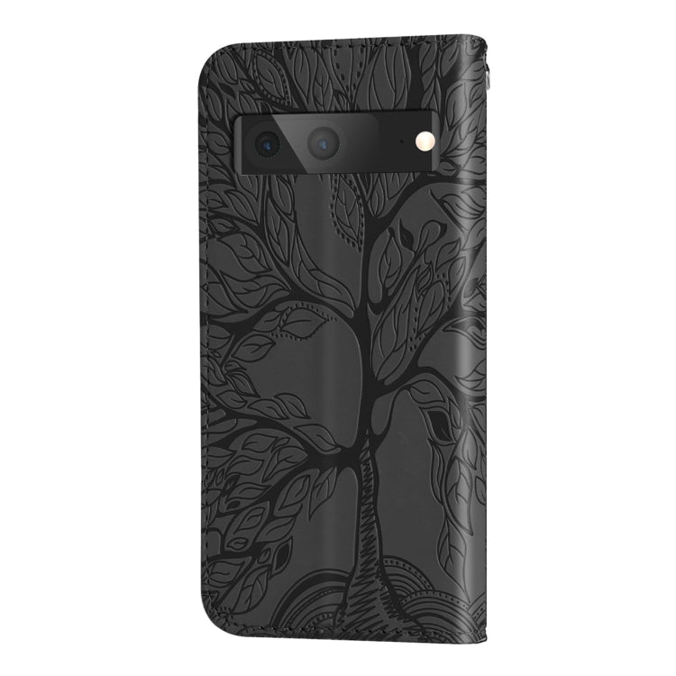 For Google Pixel 7 Life Tree Embossing Pattern Horizontal Flip Leather Phone Case