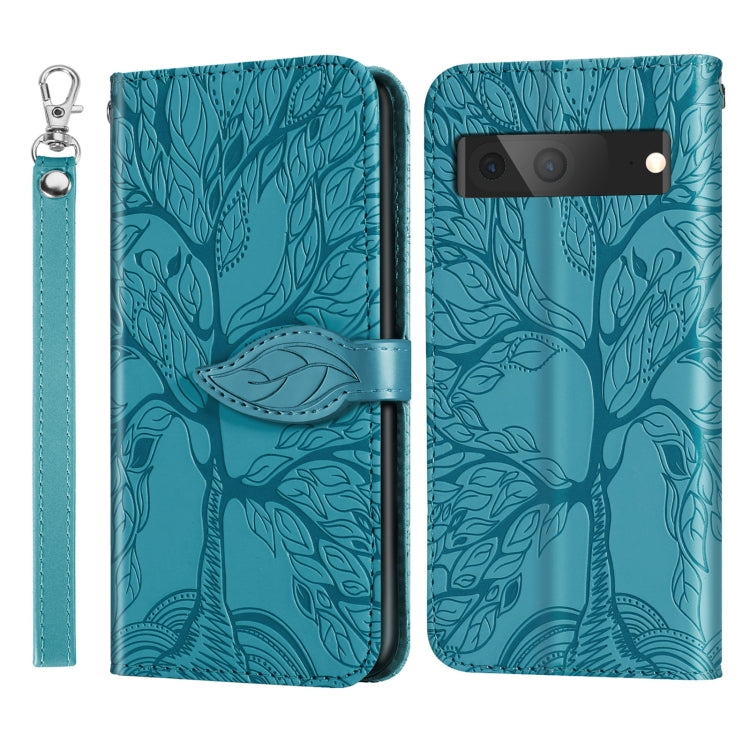 For Google Pixel 7 Life Tree Embossing Pattern Horizontal Flip Leather Phone Case