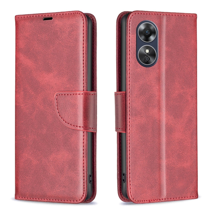 For OPPO A17 Lambskin Texture Leather Phone Case