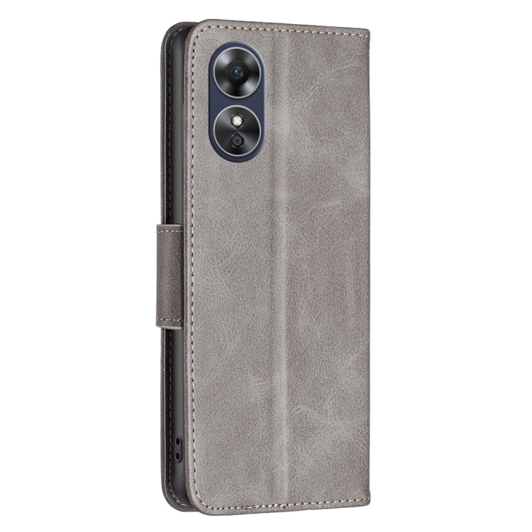For OPPO A17 Lambskin Texture Leather Phone Case