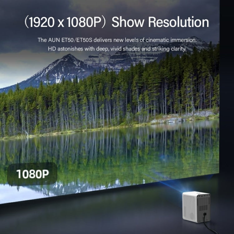 AUN ET50 4 inch 180 Lumens 1920x1080P Smart LED Mini Projector, Plug Type:UK Plug(White)