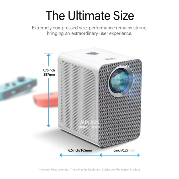 AUN ET50 4 inch 180 Lumens 1920x1080P Smart LED Mini Projector, Plug Type:AU Plug(White)