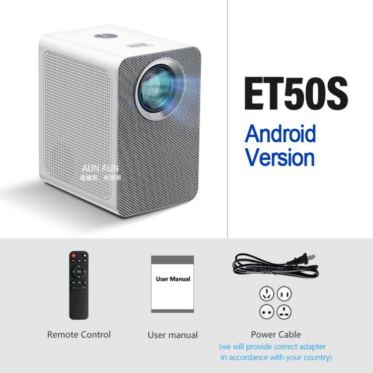 AUN ET50 4 inch 180 Lumens 1920x1080P Smart LED Mini Projector, Plug Type:AU Plug(White)