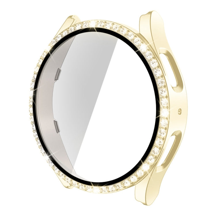 For Samsung Galaxy Watch5 40mm Single Row Diamond PC+Tempered Glass Watch Case