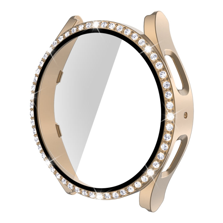 For Samsung Galaxy Watch5 40mm Single Row Diamond PC+Tempered Glass Watch Case