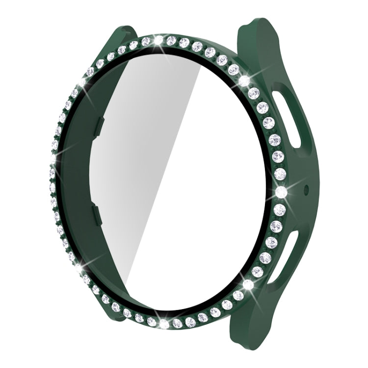 For Samsung Galaxy Watch5 40mm Single Row Diamond PC+Tempered Glass Watch Case