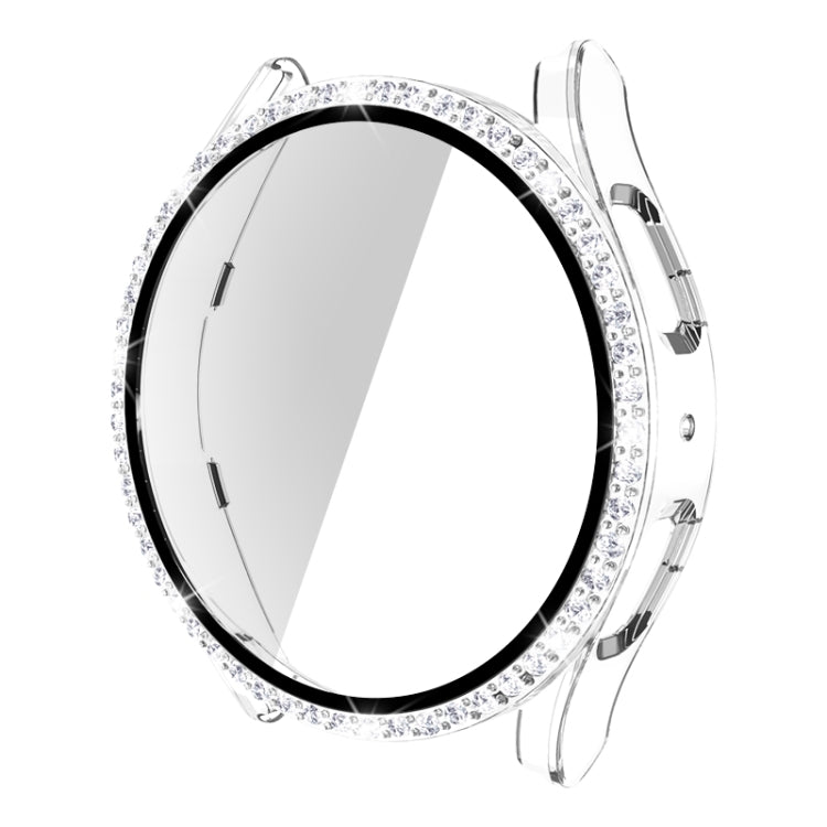 For Samsung Galaxy Watch5 40mm Single Row Diamond PC+Tempered Glass Watch Case