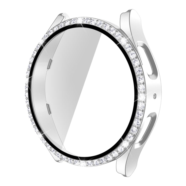 For Samsung Galaxy Watch5 40mm Single Row Diamond PC+Tempered Glass Watch Case