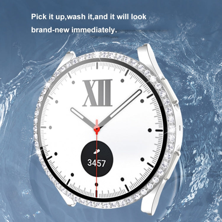 For Samsung Galaxy Watch5 40mm Single Row Diamond PC+Tempered Glass Watch Case