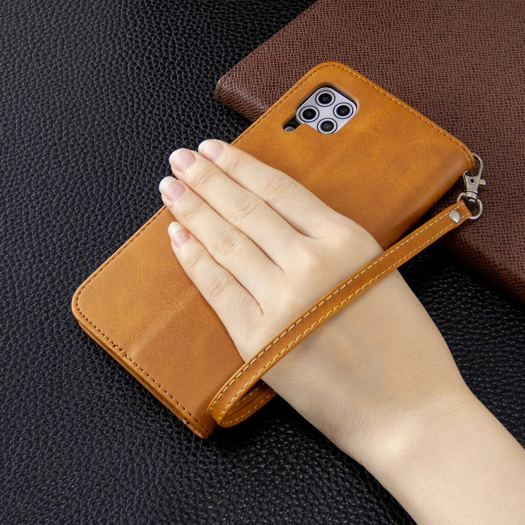For Huawei P40 Lite Retro Lambskin Texture Pure Color Horizontal Flip PU Leather Case with Holder & Card Slots & Wallet & Lanyard