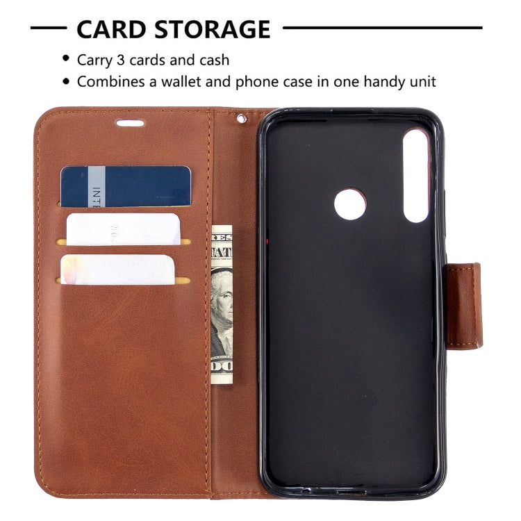 For Huawei P40 Lite E / Y7P Retro Lambskin Texture Pure Color Horizontal Flip PU Leather Case with Holder & Card Slots & Wallet & Lanyard
