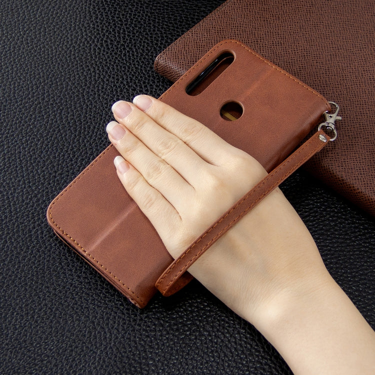 For Huawei P40 Lite E / Y7P Retro Lambskin Texture Pure Color Horizontal Flip PU Leather Case with Holder & Card Slots & Wallet & Lanyard