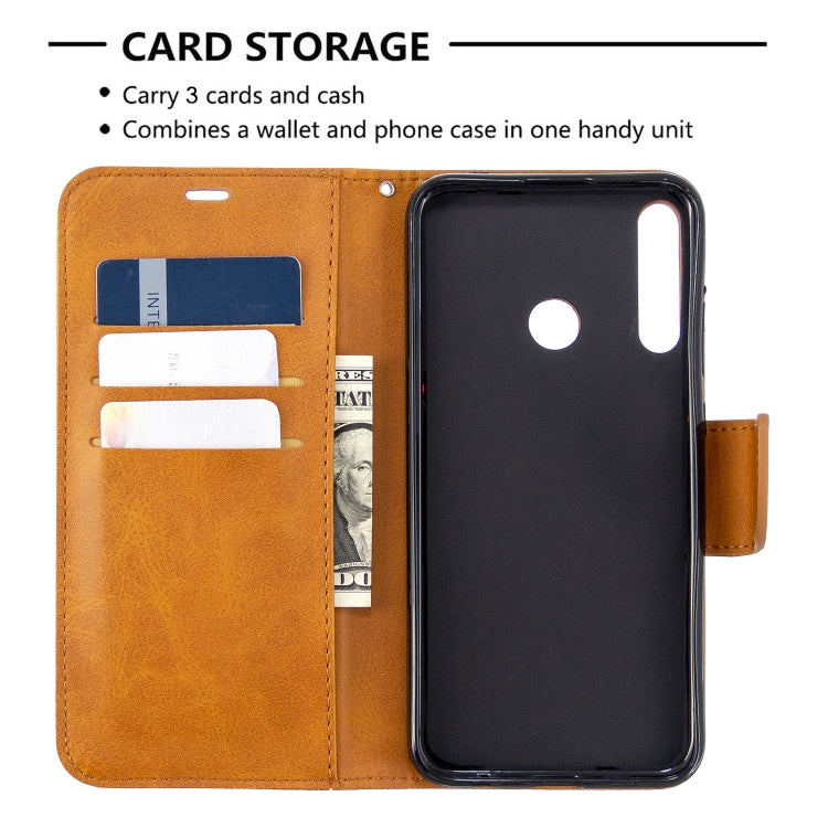 For Huawei P40 Lite E / Y7P Retro Lambskin Texture Pure Color Horizontal Flip PU Leather Case with Holder & Card Slots & Wallet & Lanyard