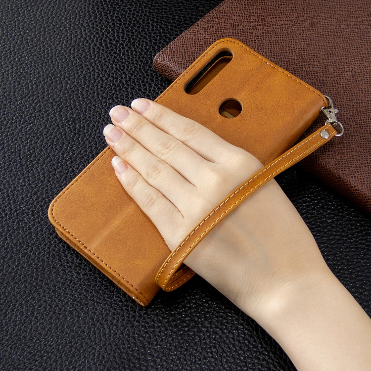 For Huawei P40 Lite E / Y7P Retro Lambskin Texture Pure Color Horizontal Flip PU Leather Case with Holder & Card Slots & Wallet & Lanyard