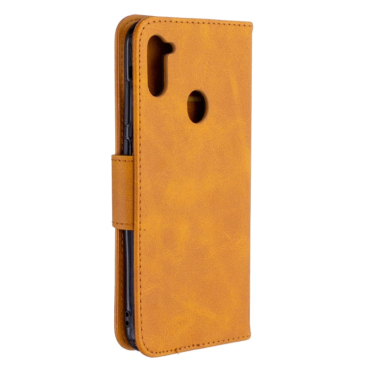 For Galaxy A11 Retro Lambskin Texture Pure Color Horizontal Flip PU Leather Case with Holder & Card Slots & Wallet & Lanyard