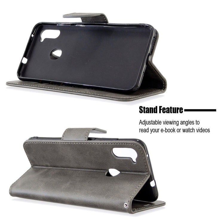 For Galaxy A11 Retro Lambskin Texture Pure Color Horizontal Flip PU Leather Case with Holder & Card Slots & Wallet & Lanyard