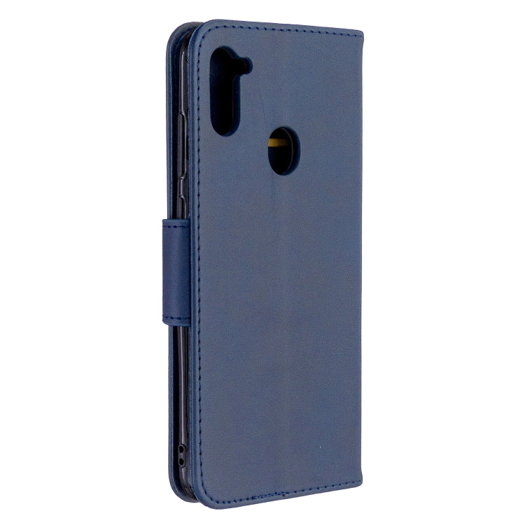 For Galaxy A11 Retro Lambskin Texture Pure Color Horizontal Flip PU Leather Case with Holder & Card Slots & Wallet & Lanyard