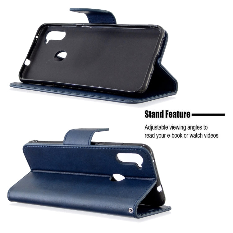 For Galaxy A11 Retro Lambskin Texture Pure Color Horizontal Flip PU Leather Case with Holder & Card Slots & Wallet & Lanyard