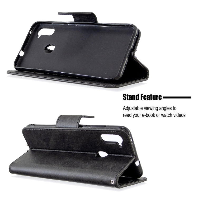 For Galaxy A11 Retro Lambskin Texture Pure Color Horizontal Flip PU Leather Case with Holder & Card Slots & Wallet & Lanyard